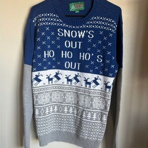 Ugly Christmas Sweater Blue and Gray Crewneck
